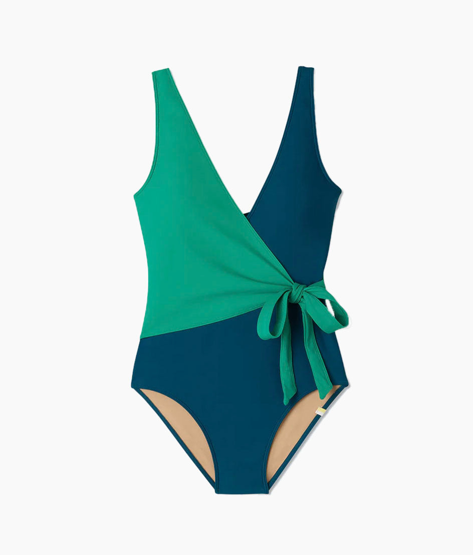 The Perfect Wrap One-Piece - Seaglass & Seaweed