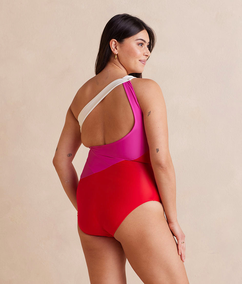 Model in One Piece, The Sidestroke- Lava & Hibiscus & White Sand